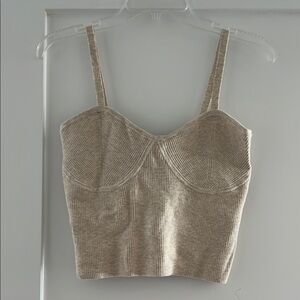 Madewell Beige Ribbed Crop Top